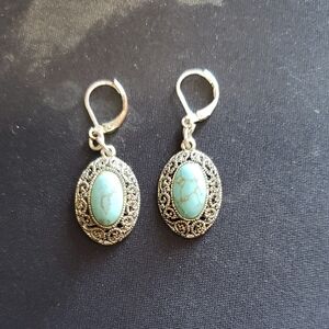 Elegant Silver and Turquoise Drop Earrings